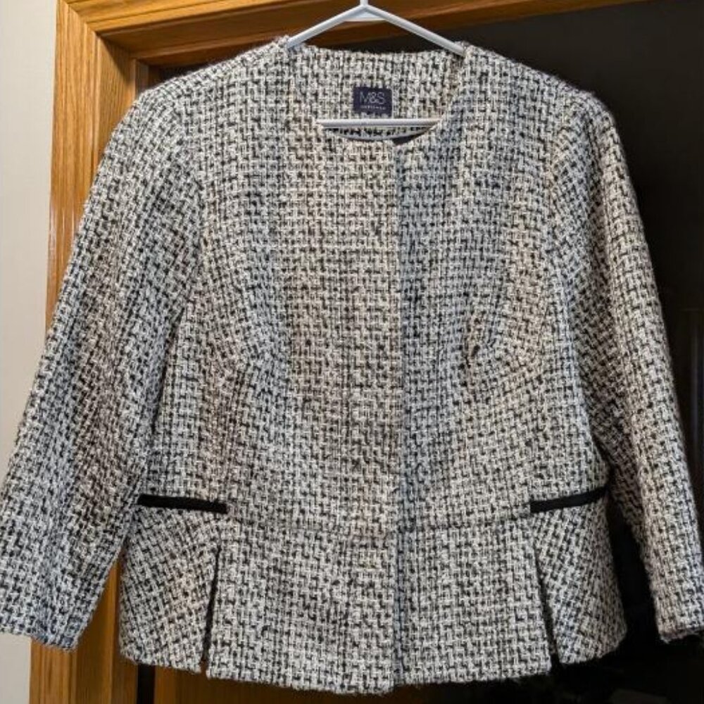 Marks & Spencer Black + White Tweed Jacket
